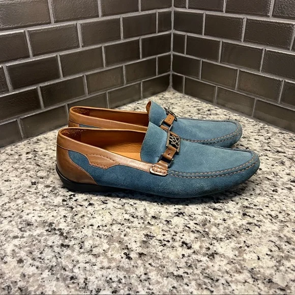 Mezlan | Shoes | Mezlan Mens Sz Blue Suede Loafers Euc  display picture 1